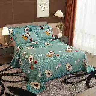 Crystal Velvet Bed Cover With Warm Quilted Sheets Korean Style world linen
