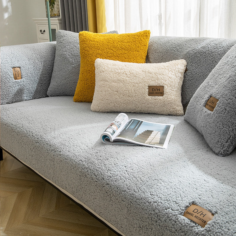 Modern Solid Color Winter Lamb Wool Sofa Towel world linen