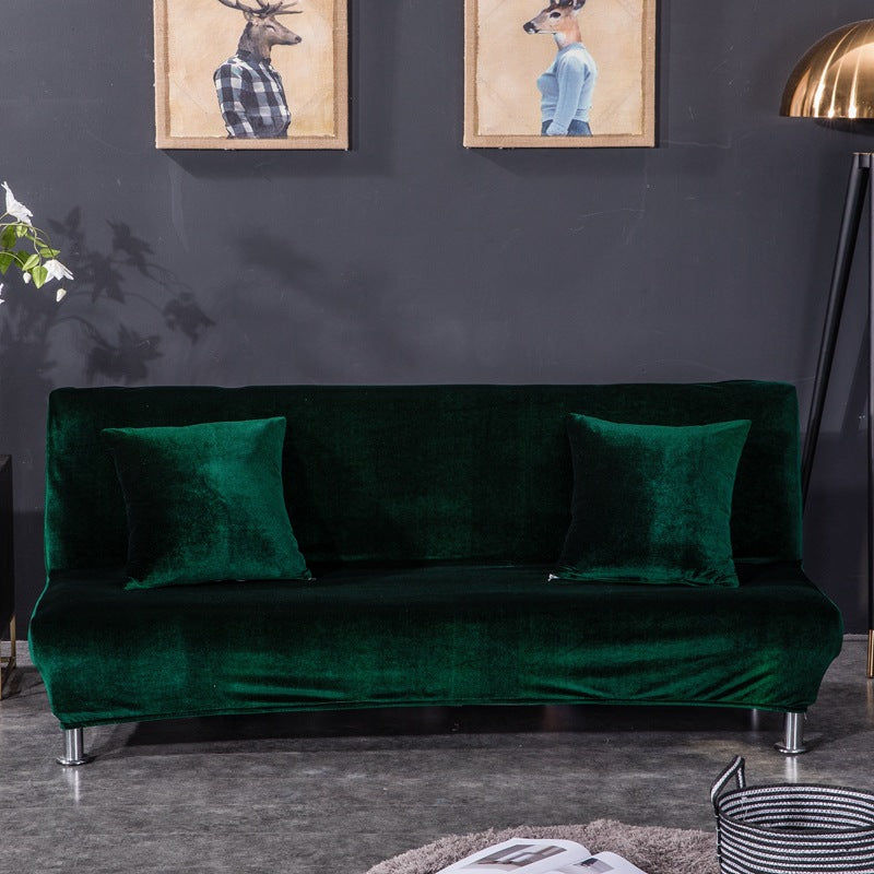All-inclusive Silver Fox Velvet Armless Folding Sofa Bedspread