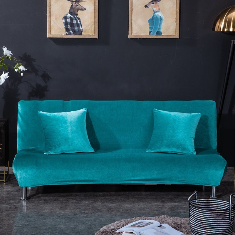 All-inclusive Silver Fox Velvet Armless Folding Sofa Bedspread
