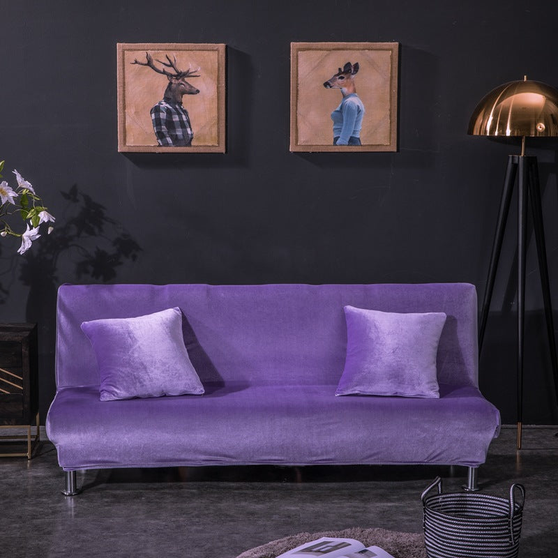 All-inclusive Silver Fox Velvet Armless Folding Sofa Bedspread