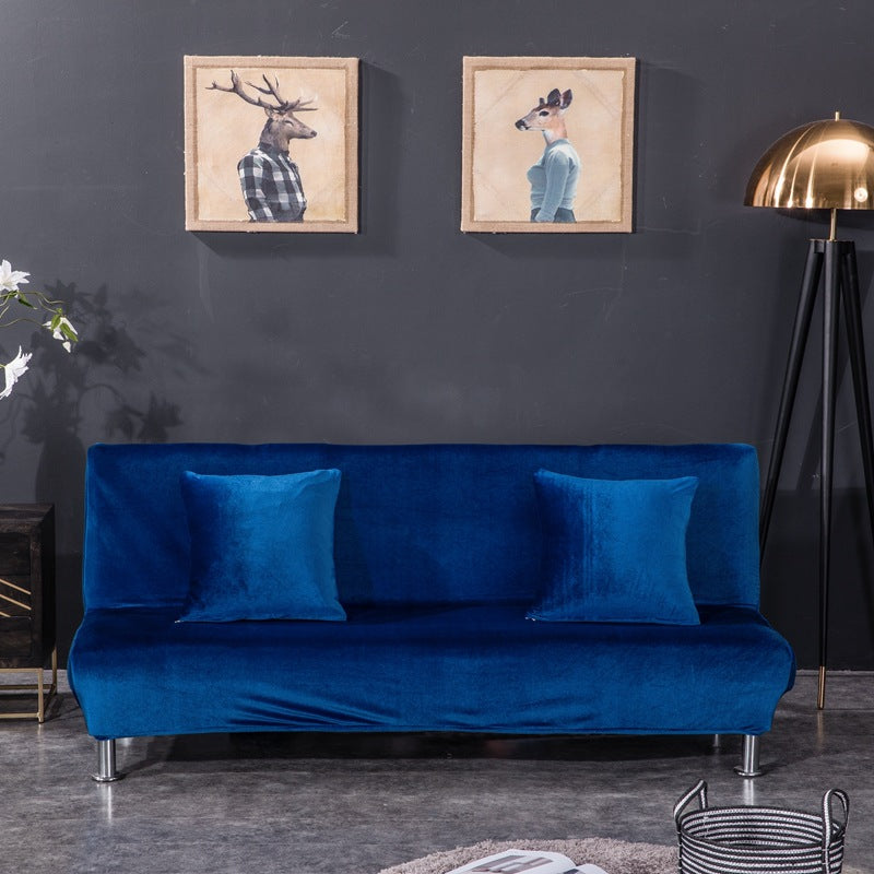 All-inclusive Silver Fox Velvet Armless Folding Sofa Bedspread