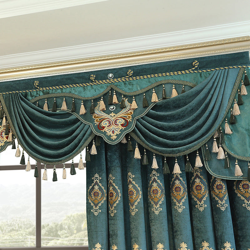 Luxury Embroidered Velvet Blackout Curtains – 2‑Piece Set