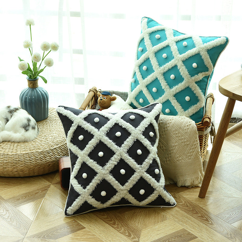 Home Ball Pillow Tufted Pillow Elegant Cushion Pillow Case world linen