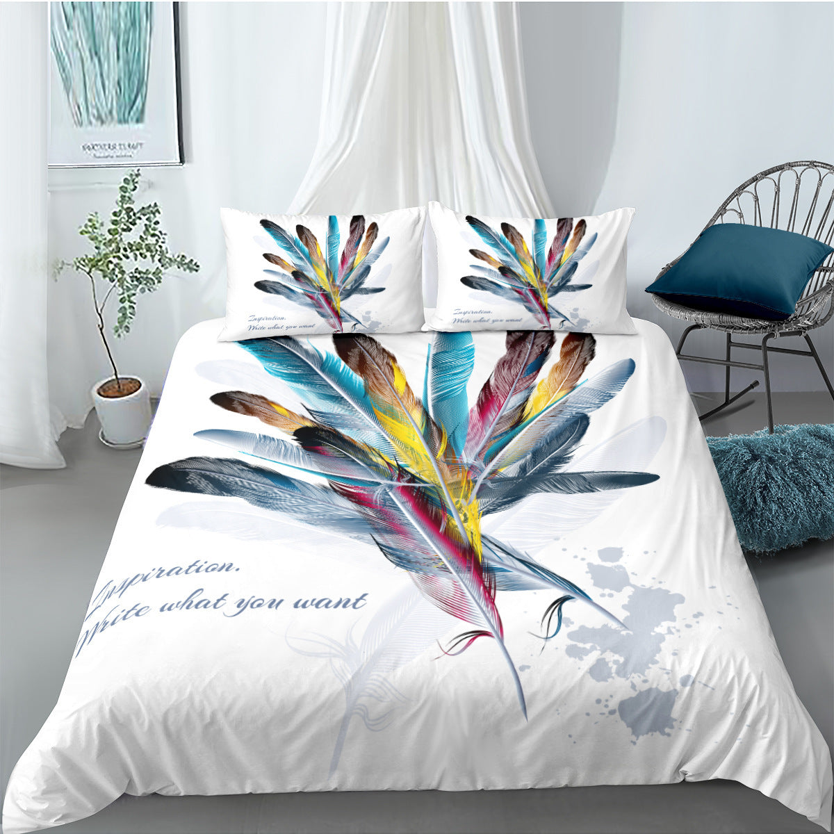 Digital Printing Quilt Cover Three-piece Foreign Trade Dream world linen