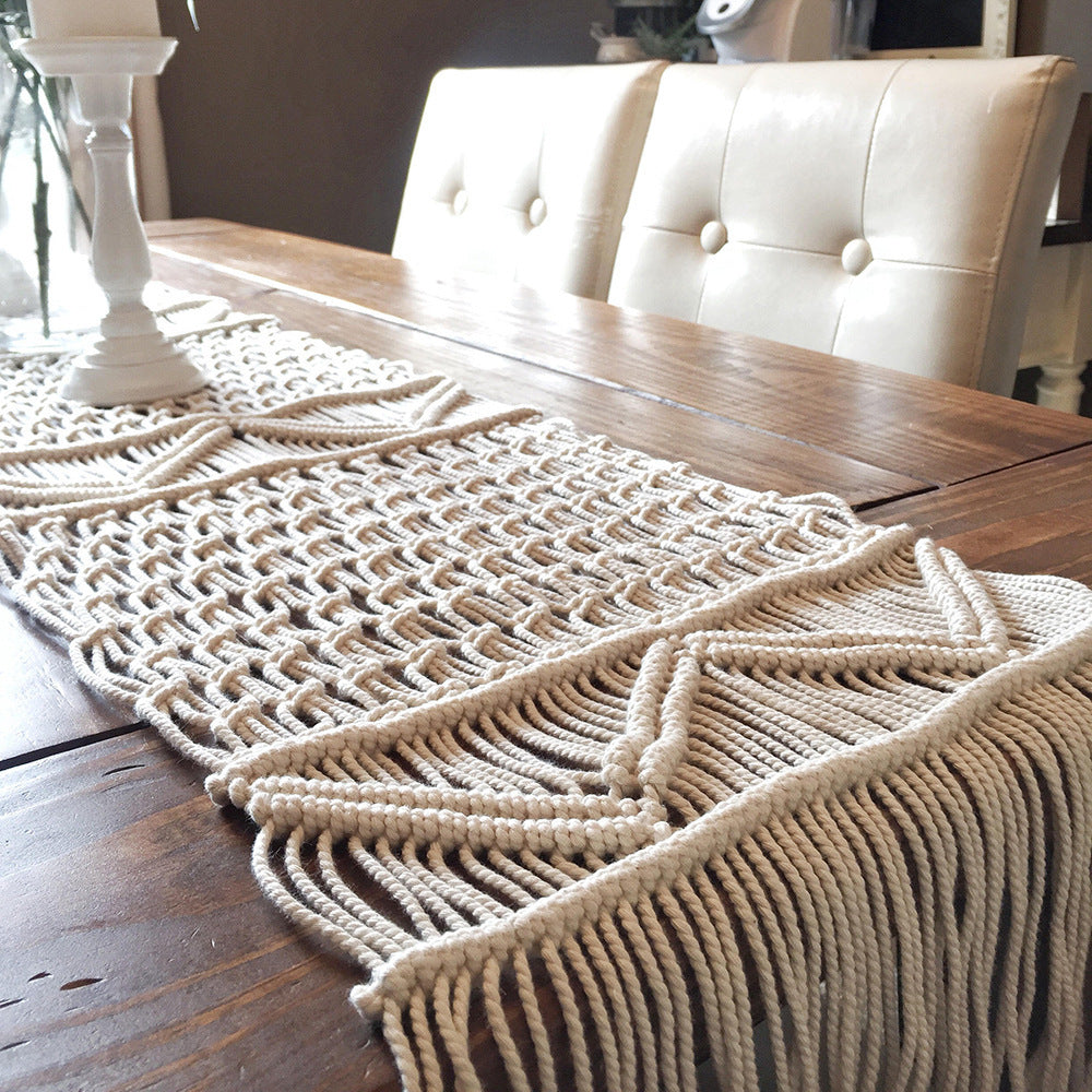 Eco Hand‑Woven Cotton Rope Tablecloths & Table Blankets