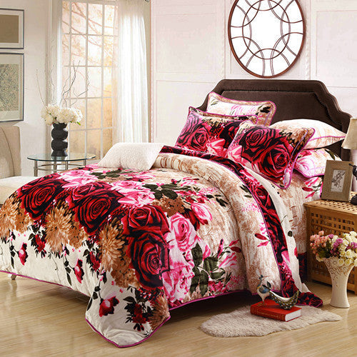 Fashionable golden mink warm bedding set world linen
