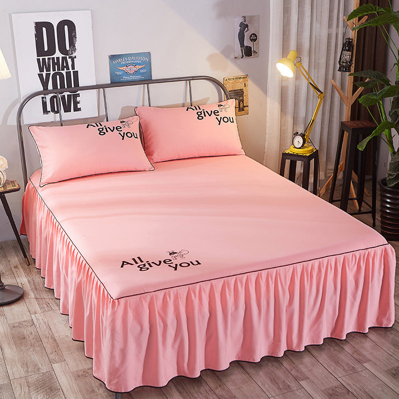Beauty bed cover brushed bed skirt world linen