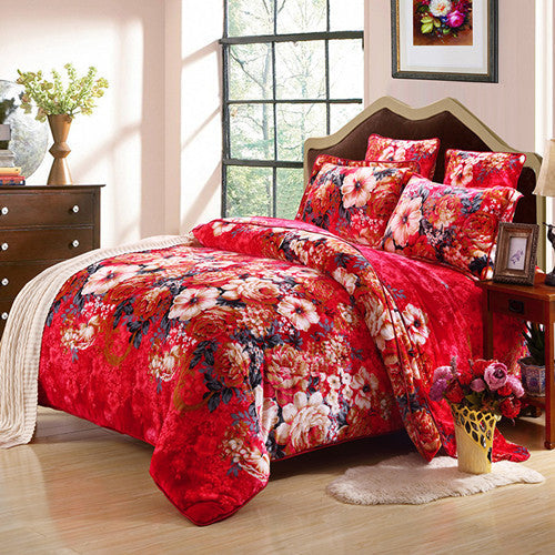 Fashionable golden mink warm bedding set world linen