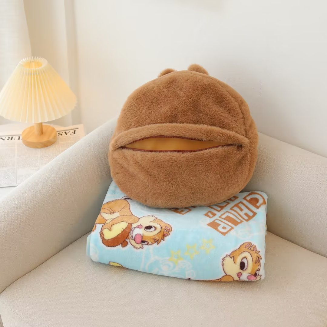Cartoon Chipmunk Cushion Car Pillow Air Conditioning Blanket world linen