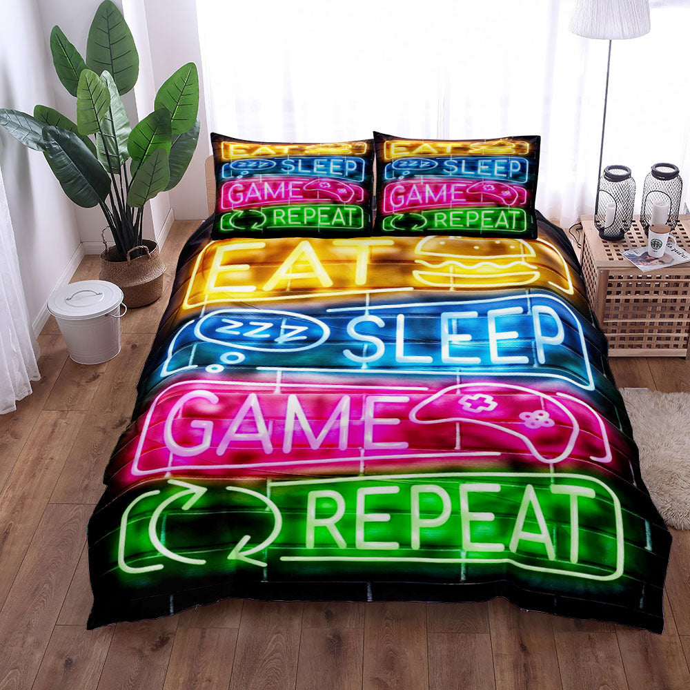 Gamepad Bed Printed Three-piece Set Bed Sheet world linen