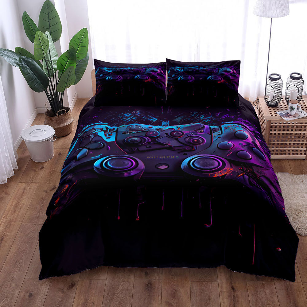 Gamepad Bed Printed Three-piece Set Bed Sheet world linen