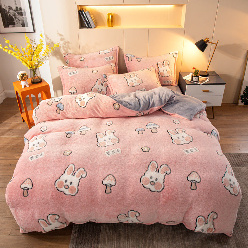 Four-piece Bedding With Velvet Sheets To Keep Warm Milk Velvet world linen