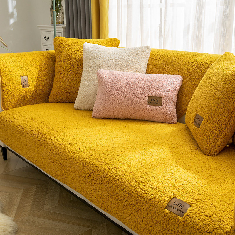 Modern Solid Color Winter Lamb Wool Sofa Towel world linen