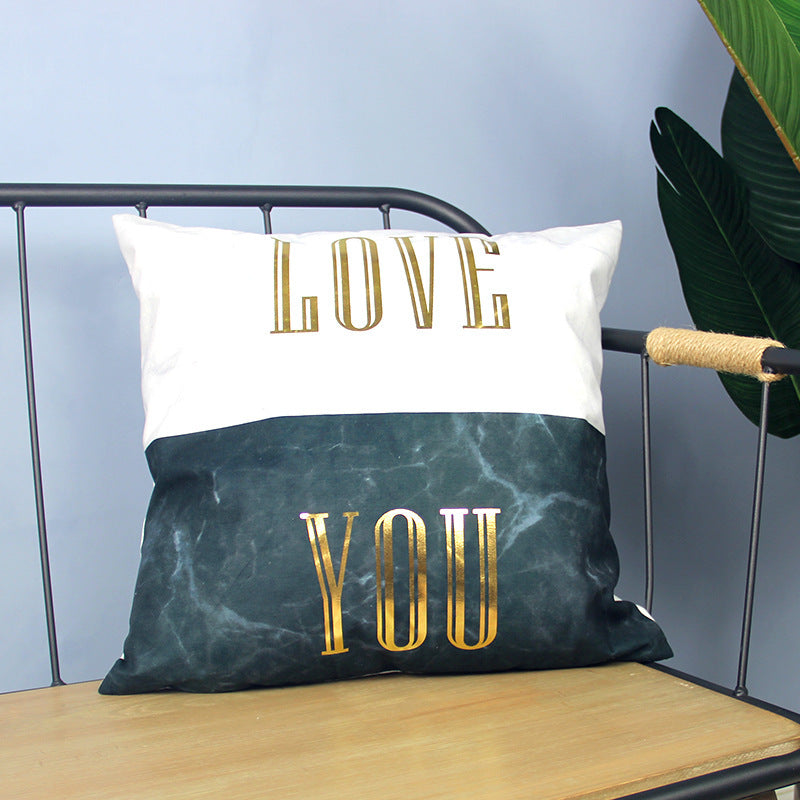 Marble Pattern Bronzing Pillowcase Cushion Cover world linen