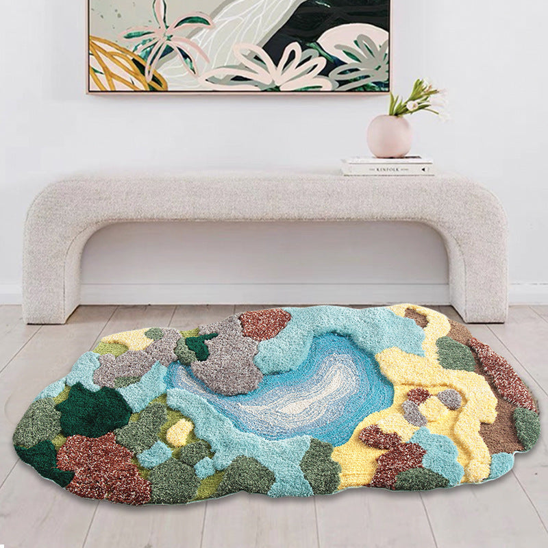 Light Luxury Flocking Carpet Moss Shaped Carpet world linen