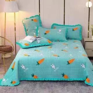 Crystal Velvet Bed Cover With Warm Quilted Sheets Korean Style world linen