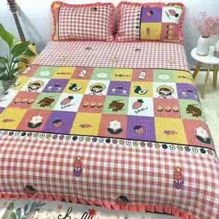 Crystal Velvet Bed Cover With Warm Quilted Sheets Korean Style world linen