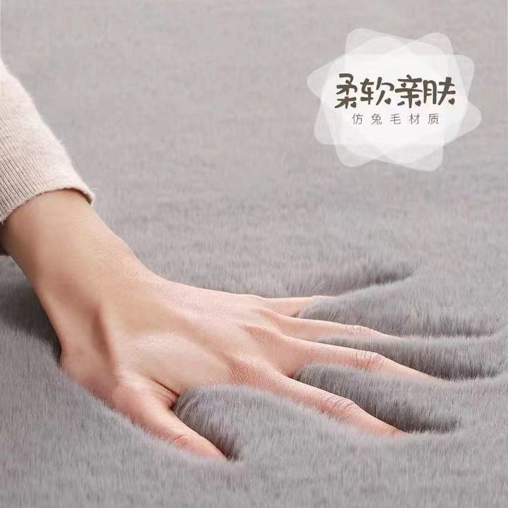 Rabbit Plush Carpet – Soft Fur Mat for Living Room & Bedroom