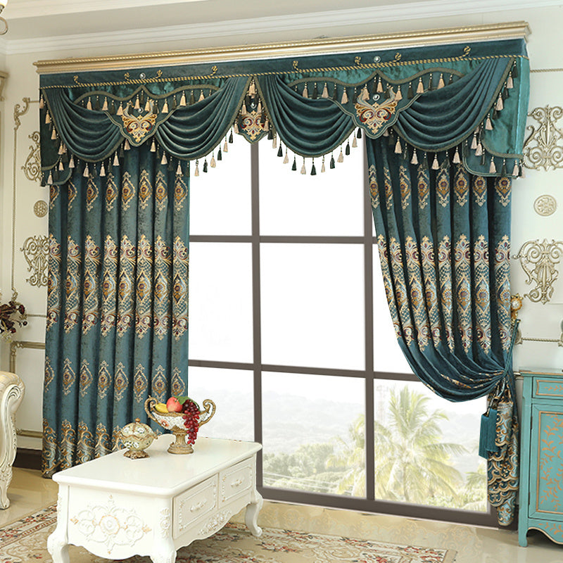 Luxury Embroidered Velvet Blackout Curtains – 2‑Piece Set