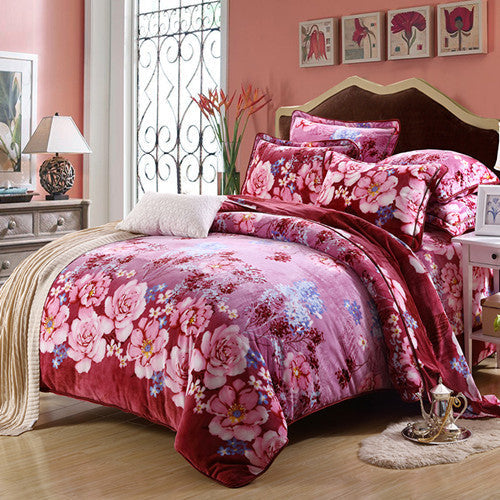 Fashionable golden mink warm bedding set world linen