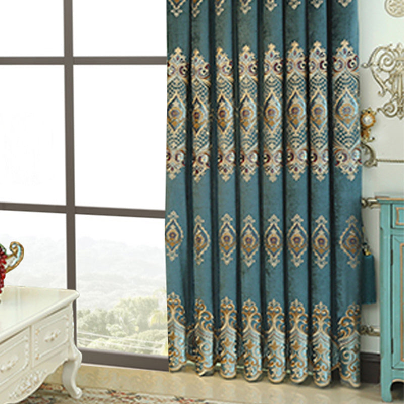 Luxury Embroidered Velvet Blackout Curtains – 2‑Piece Set