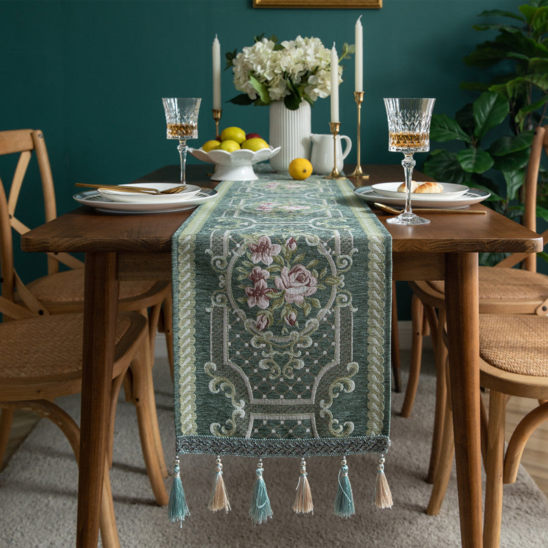 Modern Minimalist Table Runner Christmas Chenille Tassel