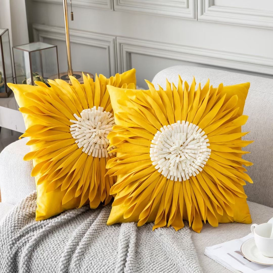 Fashion Modern Style White Throw Pillows Velvet Stitching 3D world linen
