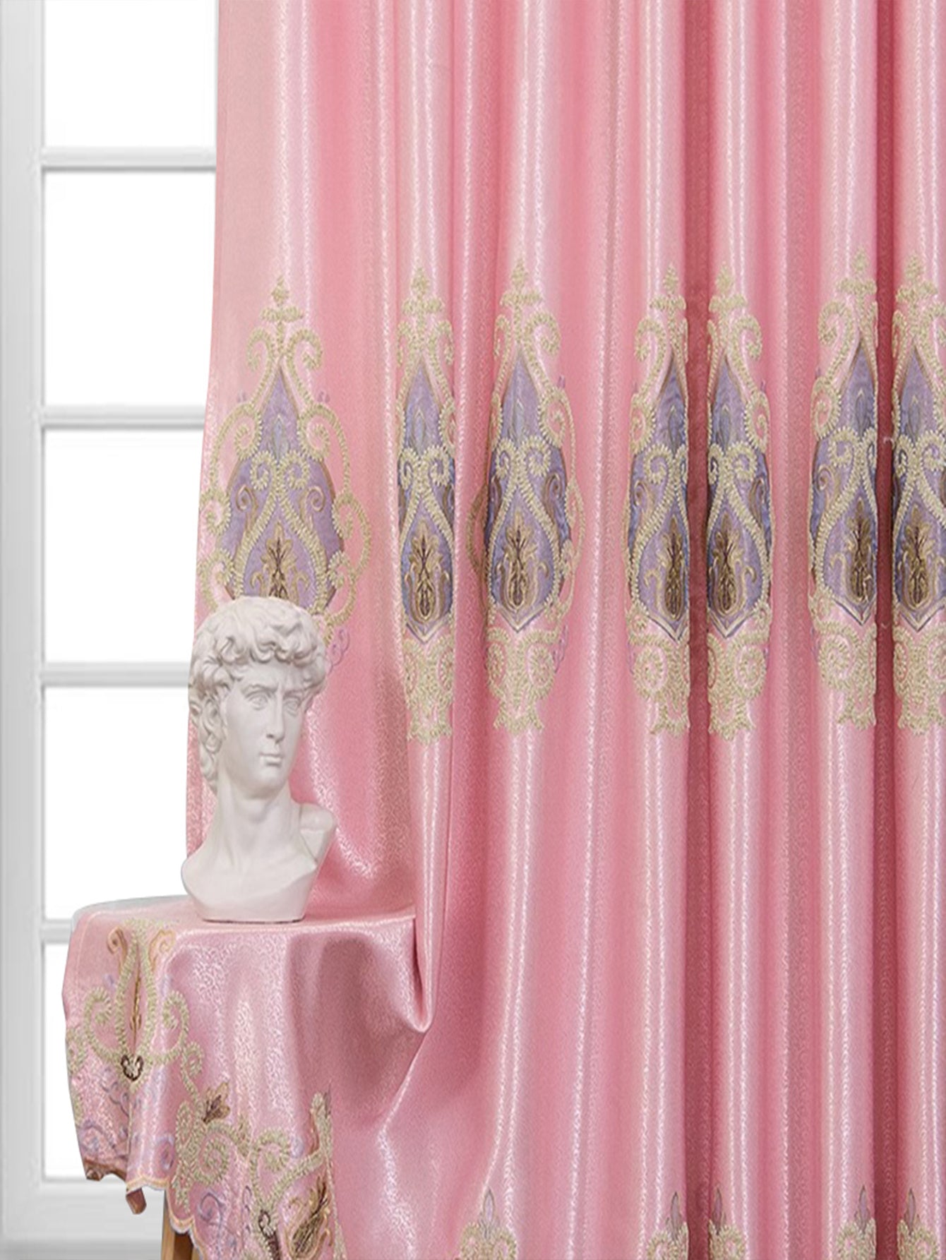 Luxury European Curtains – 2 Panels Embroidered for Bedroom