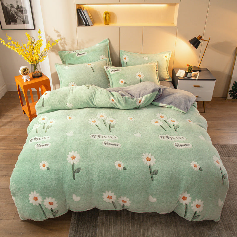 Four-piece Bedding With Velvet Sheets To Keep Warm Milk Velvet world linen
