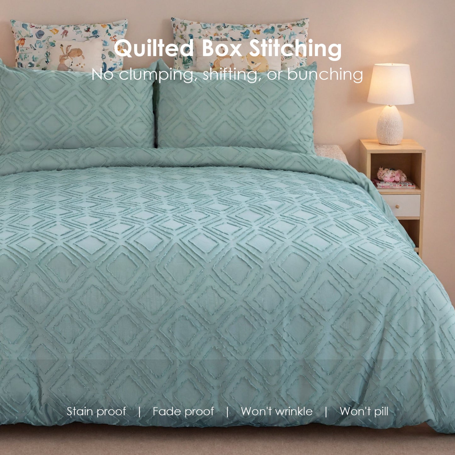 Boho Quilt Cover Set – Tufted, Washable, Hotel Quality