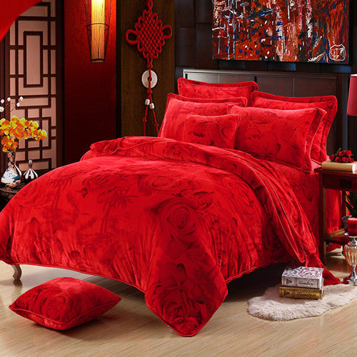 Fashionable golden mink warm bedding set world linen