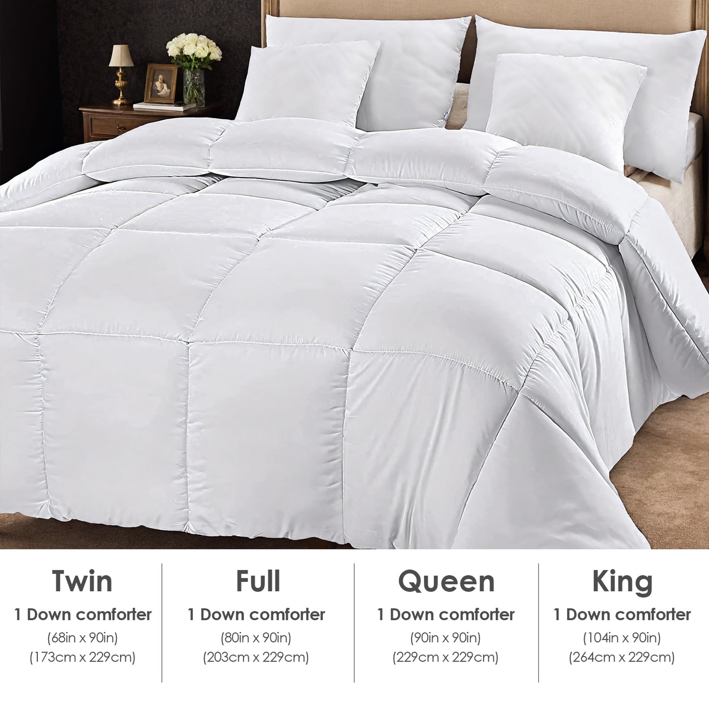 All-Season Microfiber Quilt – White Plaid, OKO-100 Cert