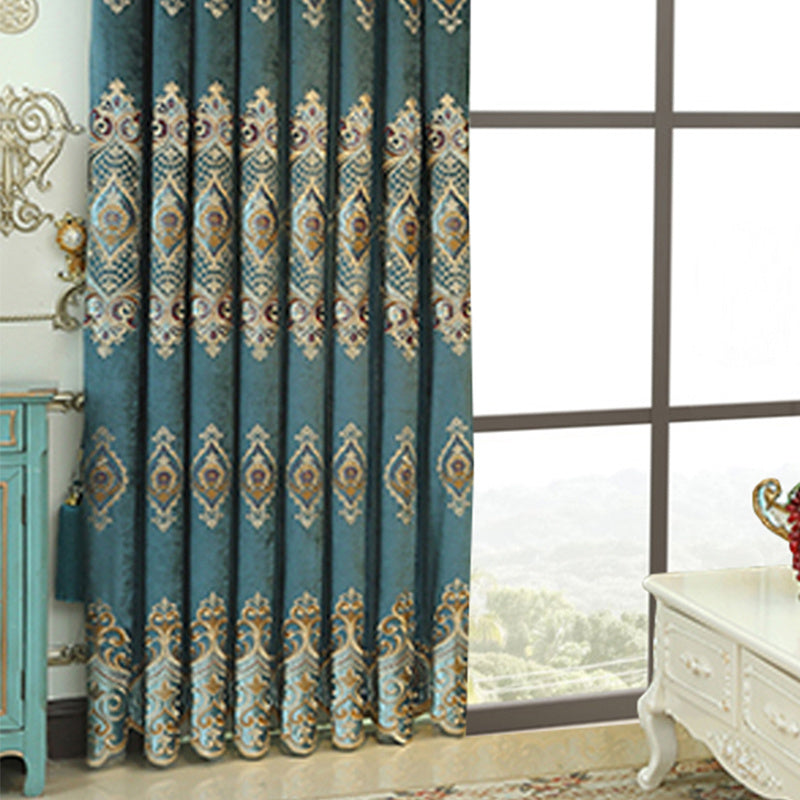 Luxury Embroidered Velvet Blackout Curtains – 2‑Piece Set