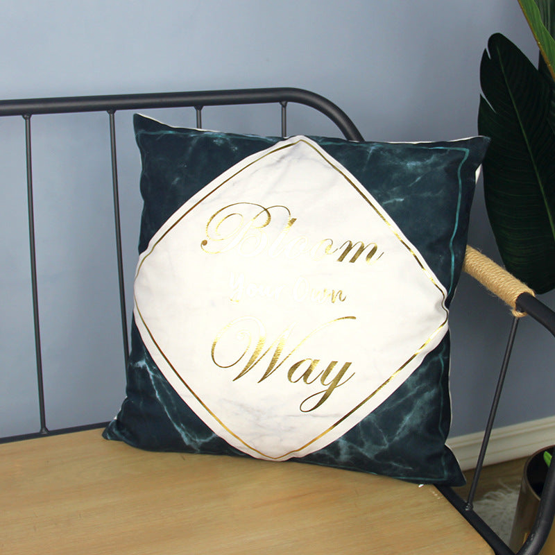 Marble Pattern Bronzing Pillowcase Cushion Cover world linen