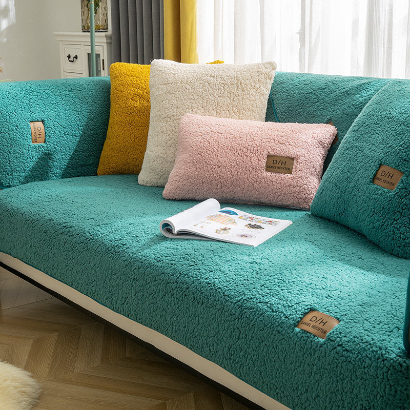 Modern Solid Color Winter Lamb Wool Sofa Towel world linen
