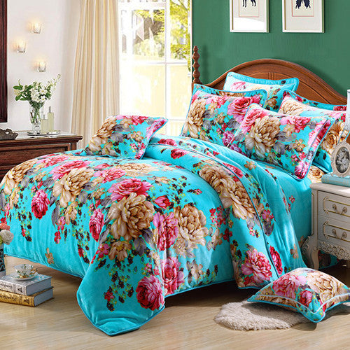 Fashionable golden mink warm bedding set world linen