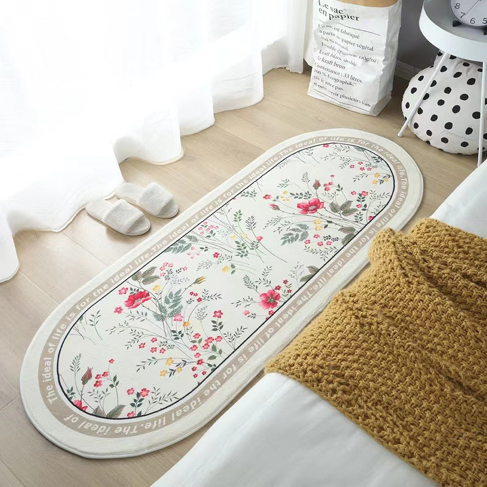 Living Room Flower Long Strip Bedroom Bedside Carpet world linen
