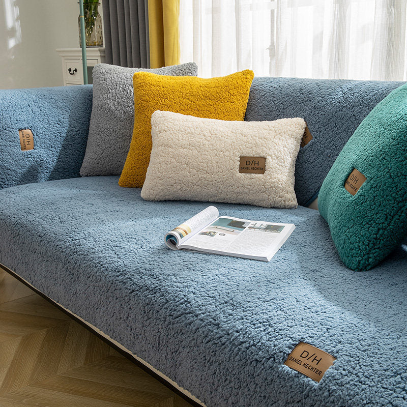 Modern Solid Color Winter Lamb Wool Sofa Towel world linen