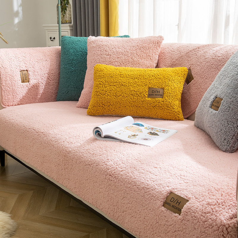 Modern Solid Color Winter Lamb Wool Sofa Towel world linen