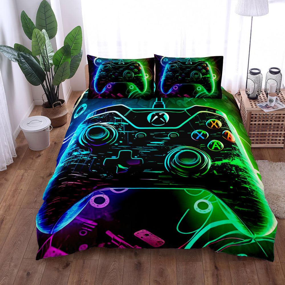 Gamepad Bed Printed Three-piece Set Bed Sheet world linen