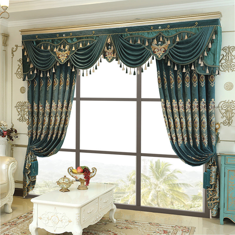 Luxury Embroidered Velvet Blackout Curtains – 2‑Piece Set