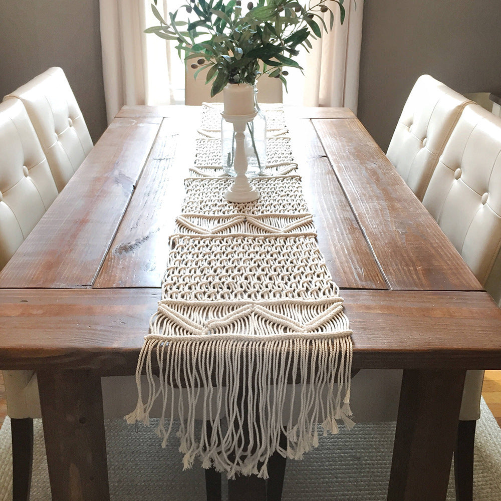 Eco Hand‑Woven Cotton Rope Tablecloths & Table Blankets