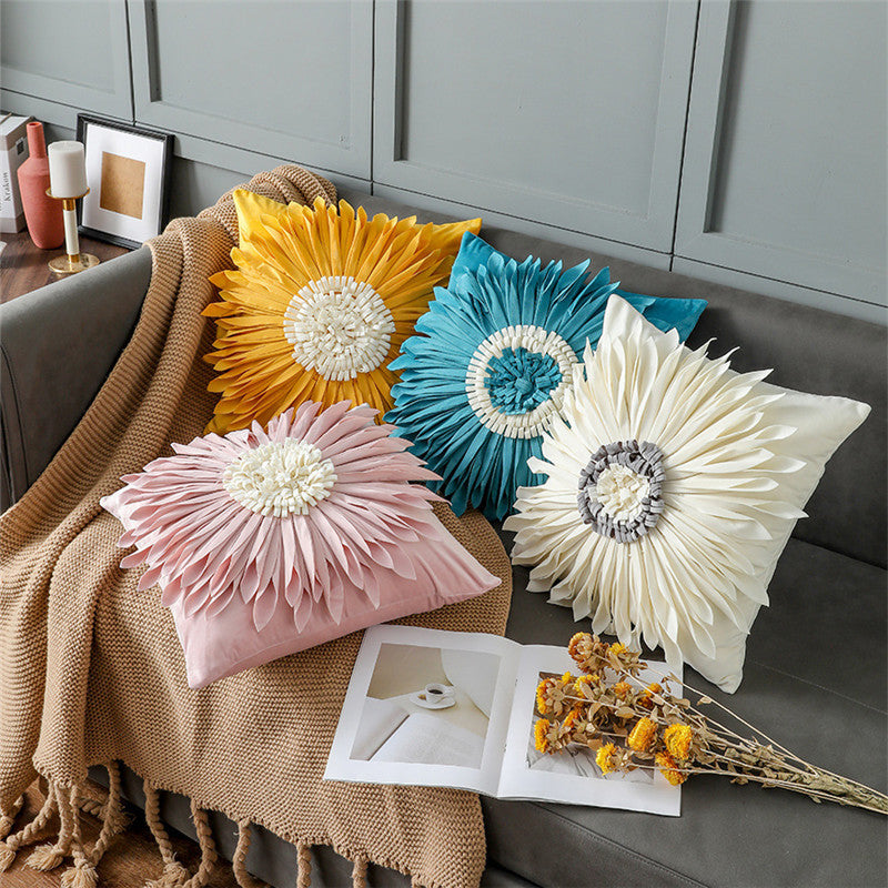 Fashion Modern Style White Throw Pillows Velvet Stitching 3D