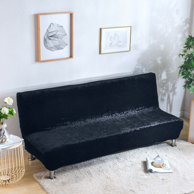 All-inclusive Silver Fox Velvet Armless Folding Sofa Bedspread