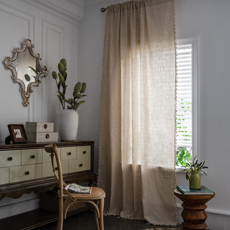 Polyester Linen Solid Color Simple Bedroom Living Room