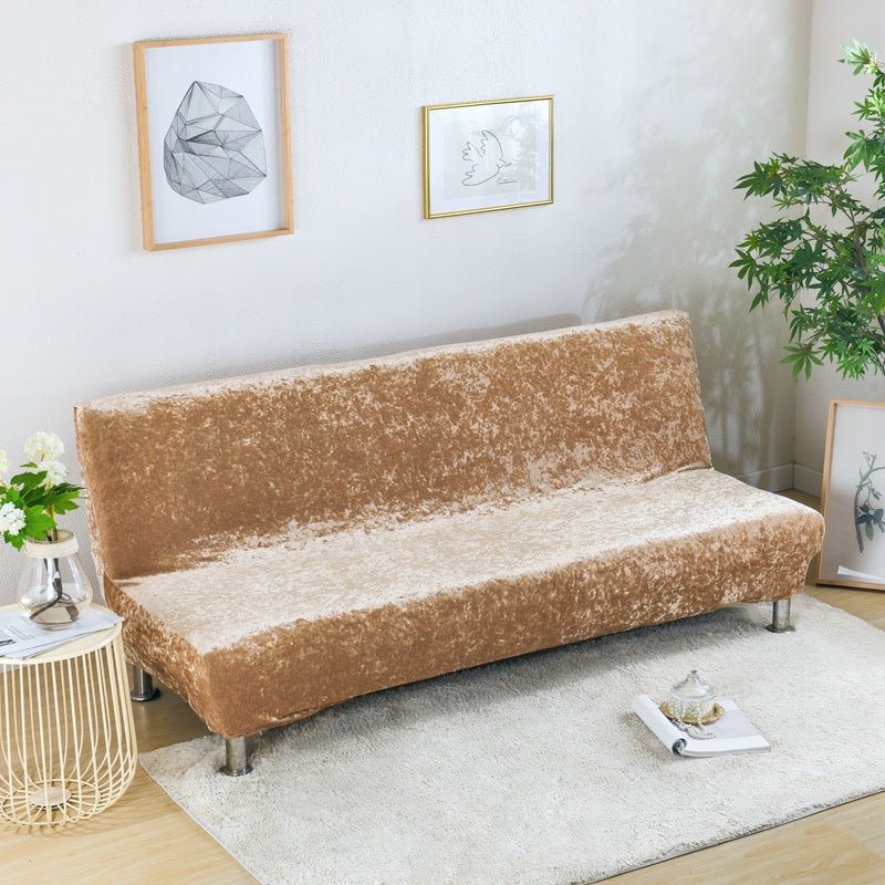 All-inclusive Silver Fox Velvet Armless Folding Sofa Bedspread