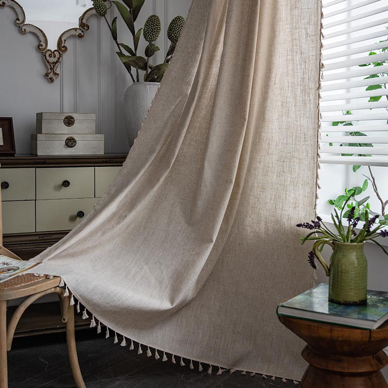 Polyester Linen Solid Color Simple Bedroom Living Room