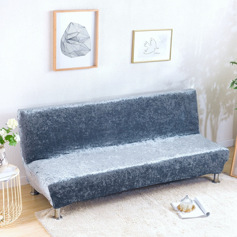 All-inclusive Silver Fox Velvet Armless Folding Sofa Bedspread