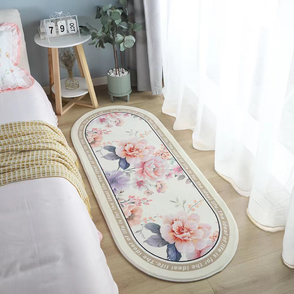 Living Room Flower Long Strip Bedroom Bedside Carpet world linen